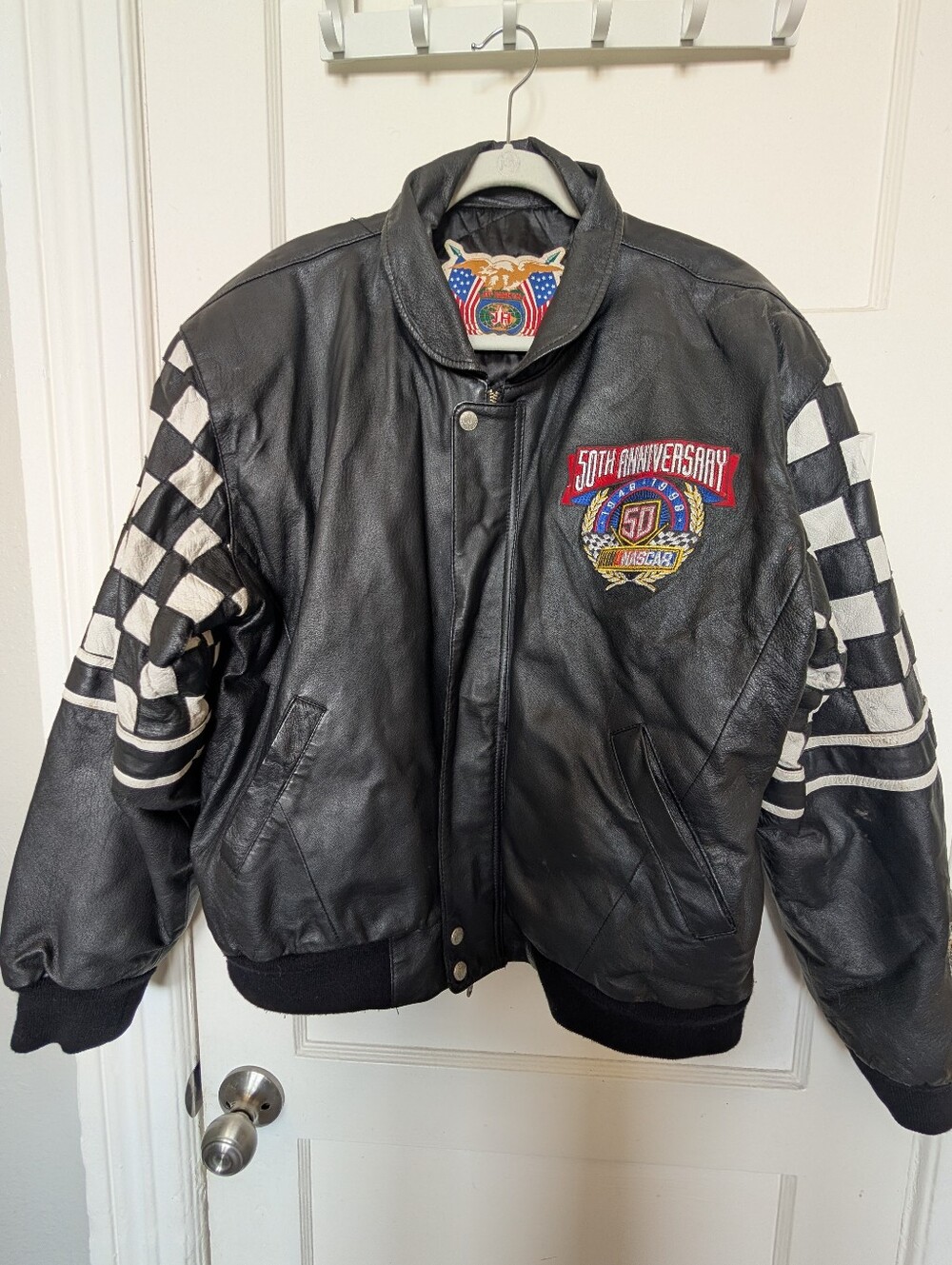 ​🏁 VTG Jeff Hamilton NASCAR 50th Anniversary Leather Racing Jacket - Picture 15 of 15